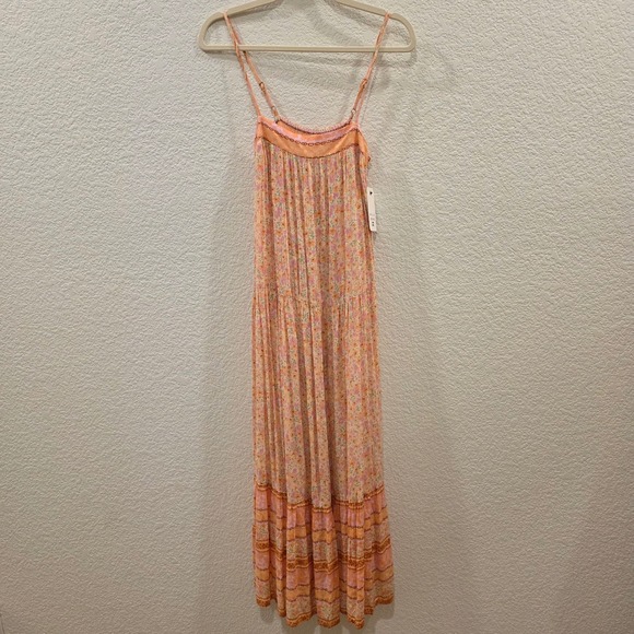 Billabong Dresses & Skirts - Billabong Wish For You Orange Floral Maxi Dress Small Smocked Tiered Boho NWT